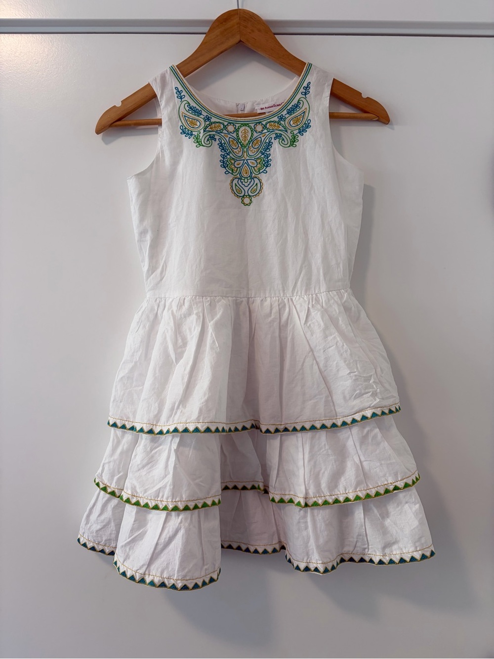 American Girl Lea Clark Celebration white Tiered embroidered Dress size 10